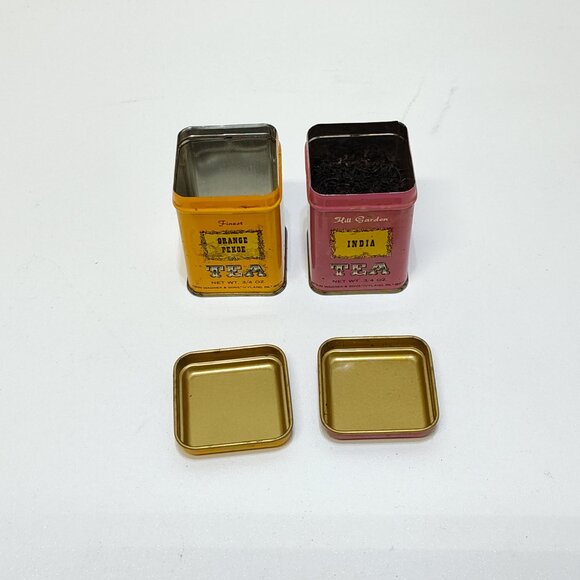 John Wagner & Sons Tea Tins Set Orange Pekoe & India Collectible Kitchen Décor - Picture 4 of 7